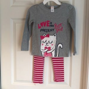 Girls long sleeve top: 2 pairs matching leggings